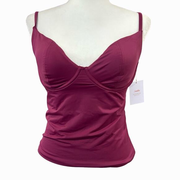 Andie The Canary Tank Top Medium Plum Purple Sweetheart Neck Adj Straps NWT - Picture 2 of 13